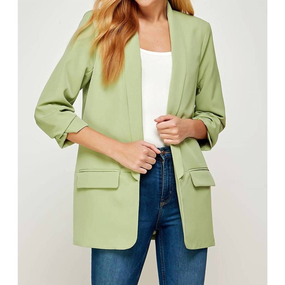 Light Green Open-Front Blazer